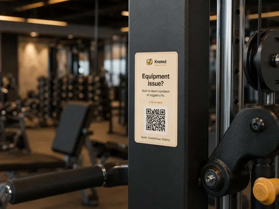 QR tag on gym equipment for reporting issues
